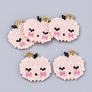 Handmade Japanese Seed Beads, Loom Pattern, Children, Misty Rose, 23~24x22~23x2mm(X-SEED-T002-24)