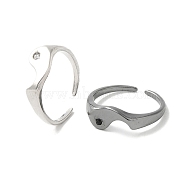2Pcs 2 Style Rhinestones Open Cuff Rings Set, Alloy Yin Yang Matching Couple Rings, Gunmetal & Platinum, Inner Diameter: 18mm, 1Pc/style(RJEW-Z020-01)
