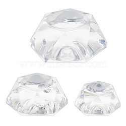 3Pcs 3 Style Hexagon Shape Acrylic Display Base Stand Holder for Crystal Ball, Crystal Sphere Stand, Clear, 34~58x15~21mm, 1pc/style(DJEW-FG0001-34)