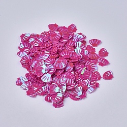 Ornament Accessories Plastic Paillette/Sequins Beads, No Hole/Undrilled Beads, Shell Shapes, Deep Pink, 6x8x0.6mm, about 45359pcs/pound(PVC-F002-C07)