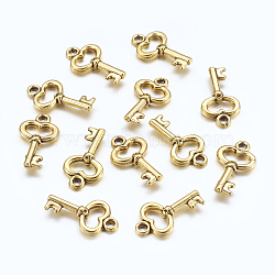 Gifts Ideas for Her Tibetan Style Alloy Charms, Cadmium Free & Nickel Free & Lead Free, Skeleton Key, Antique Golden, 15.5x9x2.5mm, Hole: 1mm(GLF11975Y-NF)