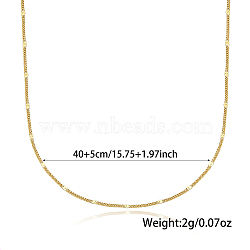 925 Sterling Silver Link Chain Necklaces, Fashionable and Simple, Golden, 15.75 inch(400mm)(BP1171-2)