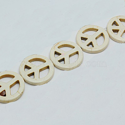 Synthetic Turquoise Beads Strands, Dyed, Peace Sign, Beige, 15x4mm, Hole: 1mm, about 26pcs/strand, about 15 inch(TURQ-G114-15x4mm-01)