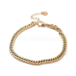 Ion Plating(IP) 304 Stainless Steel Cuban Link Chains Bracelets, Real 18K Gold Plated, 9-5/8 inch(24.4cm)(BJEW-K240-03G)