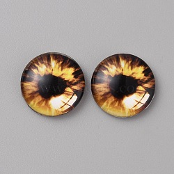 Glass Cabochons, Half Round/Dome with Eye Pattern, Coconut Brown, 18x5.5mm(GLAA-WH0033-75E-07)
