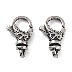 Tibetan Style 316 Stainless Steel Lobster Claw Clasps, Antique Silver, 21.5x13x6mm, Hole: 2.4mm(STAS-K276-12B-AS)
