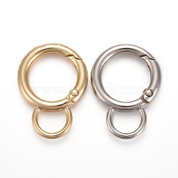 Alloy Spring Gate Ring, with Loop, Circle Key Rings, for Handbag Ornaments Decoration, Cadmium Free & Lead Free, Mixed Color, 33x24x3.5mm, Hole: 9x7mm(KEYC-H109-03C)