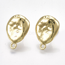 Alloy Stud Earring Findings, with Steel Pins and Loop, Light Gold, 18x12.5mm, Hole: 1.6mm, Pin: 0.7mm(PALLOY-T065-37)