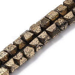 Electroplated Natural Lava Rock Beads Strands, Octagon, Faceted, Matte Style, Antique Golden Plated, 6.5~7x6.5~7x6.5~7mm, Hole: 1.4mm, about 58pcs/strand, 15.75''(40cm)(G-A256-D01-01D)