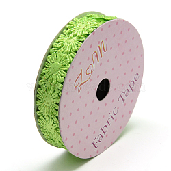 Glitter Powder Polyester Ribbons, Flower, Lawn Green, 5/8 inch(17mm), about 2yards/roll(1.8288m/roll)(X-SRIB-S048-04H)