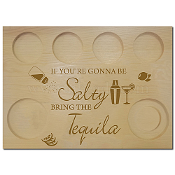 Wooden Wine Serving Tray, Rectangle, Drink Pattern, 180x250x12.5mm(AJEW-WH0269-016)