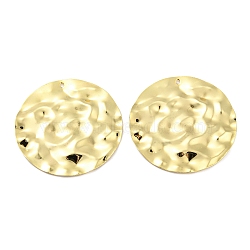 Rack Plating Eco-Friendly Brass Pendants, Cadmium Free & Lead Free, Textured Flat Round Charm, Real 18K Gold Plated, 40x1.5mm, Hole: 1.4mm(KK-M255-14G)