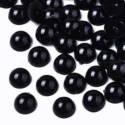 ABS Plastic Cabochons, Imitation Pearl, Half Round, Black, 6x3mm, about 5000pcs/bag(OACR-S012-6mm-Z25)
