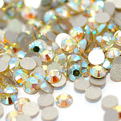 Glass Flat Back Rhinestone, Grade A, Back Plated, Faceted, AB Color, Half Round, Jonquil, 4.6~4.8mm(RGLA-C002-SS20-213AB)