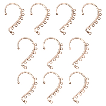 Alloy Ear Cuff Findings, with 7 Loops, Ear Wrap Earring Hooks for Non Piercing Earring Making, Light Gold, 58x35x2mm, Hole: 2.5mm