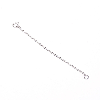 925 Sterling Silver Chain Extender, with Clasps & Curb Chains, Platinum, 80mm