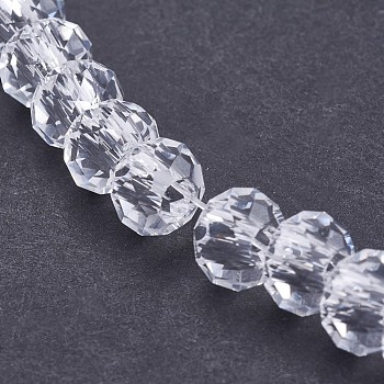 Transparent Glass Beads, Faceted Rondelle, White, 8x5mm, Hole: 3mm