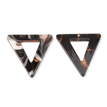 Acrylic Pendants, Triangle, Black, 34x30x2mm, Hole: 1.5mm