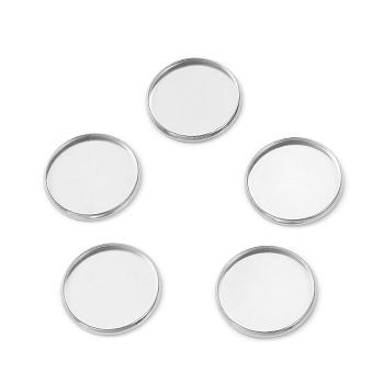 Flat Round 304 Stainless Steel Plain Edge Bezel Cups, Cabochon Settings, Stainless Steel Color, Tray: 20mm, 22x2mm