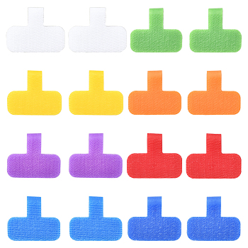 30Pcs Nylon Hook and Loop Cable Labels, Writable Cable Wraps, Mixed Color, 28.5x37.5x3mm