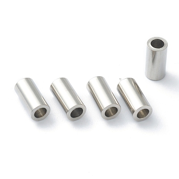 304 Stainless Steel Spacer Beads, Tube, Stainless Steel Color, 10x5mm, Hole: 3mm