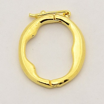Brass Shortener Clasps, Twister Clasps, Oval Ring, Golden, 21x18x2mm