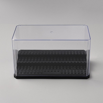 3-Tier Plastic Action Figures Display Case, Rectangle Minifigures Organizer Presetation Box, for Block Building, Model Storage, Black, 18x9x10.1cm