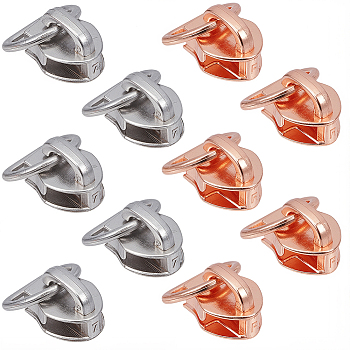 20Pcs 2 Colors Alloy Zipper with D Ring, Zipper Pull Replacement, Zipper Sliders for Purses Luggage Bags Suitcases, Platinum & Rose Gold, 1cm, 10pcs/color