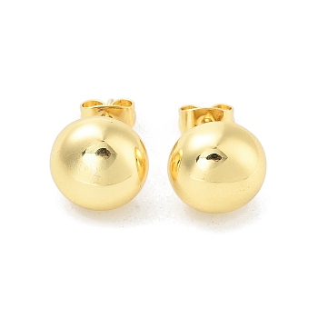 Flower/Round Rack Plating Brass Stud Earring, Long-Lasting Plated, Round, 11mm