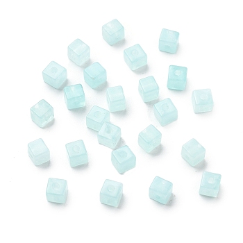 Transparent Acrylic Beads, Imitation Gemstone Beads, Cube, Pale Turquoise, 4.5x4.5x4.5mm, Hole: 1.7mm