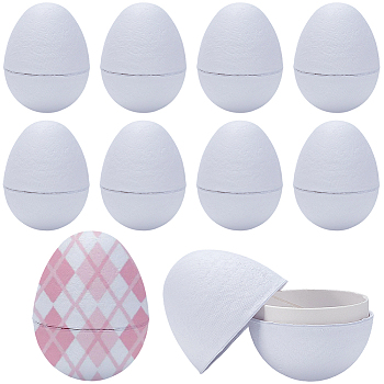 10Pcs DIY Children's Pulp Easter Eggs, White, 74x59mm, Inner Diameter: 53mm