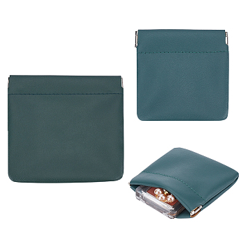 AHADEMAKER 2Pcs 2 Style Imitation Leather Change Purse, Headphone Storage Bag, with Magnetic Closure, Square, Dark Green, 8~11.3x8.3~12x0.6cm, 1pc/style