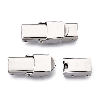 Non-Tarnish Smooth Surface 201 Stainless Steel Watch Band Clasps, Stainless Steel Color, 25x9x6mm, Hole: 6x3mm