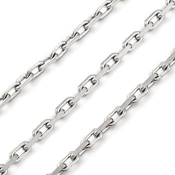 304 Stainless Steel Paperclip Chains, Soldered, Stainless Steel Color, 2.5x5.5x1mm