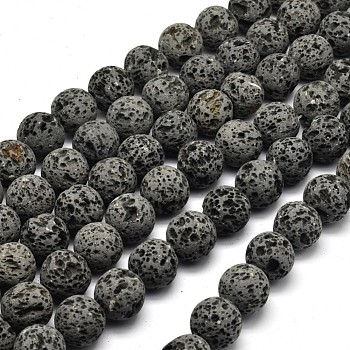 Unwaxed Natural Lava Rock Bead Strands, Round, 16mm, Hole: 1.5mm, about 25pcs/strand, 15.5 inch