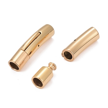 Tube 304 Stainless Steel Bayonet Clasps, Ion Plating (IP), Jewelry Findings, Golden, 28x7mm, Hole: 5mm