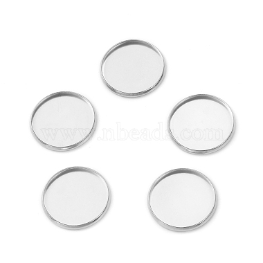 Stainless Steel Color Flat Round Stainless Steel Cabochon Settings