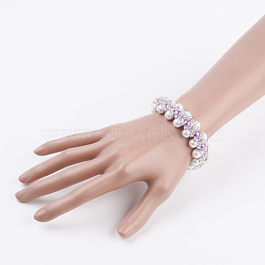 (Jewelry Parties Factory Sale)Pearlized Glass Round Beads Bracelets(BJEW-JB03306-02)-4
