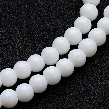 10mm White Round Glass Beads