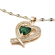 Ожерелья с подвеской в виде сердца из светлого золота и латуни с микропаве и кубическим цирконием(NJEW-E105-09KCG-04)-1