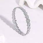 304 Stainless Steel Hinged Bangles for Women, Flower, Stainless Steel Color, Inner Diameter: 2.40 inch(6.1cm)(FS-WGCDA32-01)