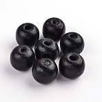 Natural Maple Wood Beads, Dyed, Round, Black, 19~20x17.5~18mm, Hole: 4.5mm(X-TB20mmY-12)