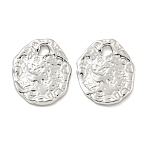 Non-Tarnish 304 Stainless Steel Pendants, Textured, Oval Charm, Stainless Steel Color, 22.5x19x2mm, Hole: 3.5mm(STAS-K253-11P)