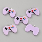 10Pcs Opaque Resin Pendants, Game Controllers Charms with Platinum Tone Iron Loops, Plum, 20x28x4mm, Hole: 2mm(RESI-WH0035-46E)