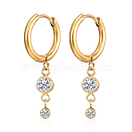 304 Stainless Steel Hoop Earrings with Cubic Zirconia for Women(QT6640-1)