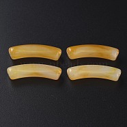 Two Tone Acrylic Beads, Imitation Gemstone, Curved Tube, Moccasin, 31x9.5x7.5mm, Hole: 1.8mm(X-MACR-S272-78N)