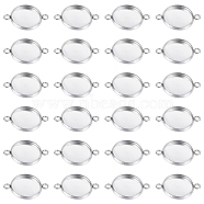 50Pcs 304 Stainless Steel Cabochon Connector Settings, Plain Edge Bezel Cups, Flat Round, Stainless Steel Color, Tray: 12mm, 19x13.5x2mm, Hole: 1.8mm(STAS-CN0001-56A)