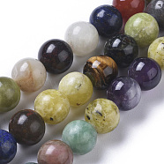Natural Mixed Gemstone Beads Strands, Round, 8mm, Hole: 0.7mm, about 46pcs/strand, 14.96 inch(38cm)(G-F668-08-8mm)