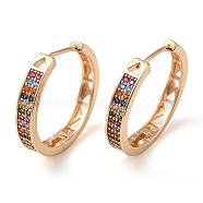 Brass Micro Pave Colorful Cubic Zirconia Hoop Earrings, Hollow Triangle, Light Gold, 25x26x4.5mm(EJEW-M238-81KCG)
