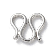 999 Sterling Silver Hook and S-Hook Clasps, Platinum, 10x11x1mm(STER-P063-03P)